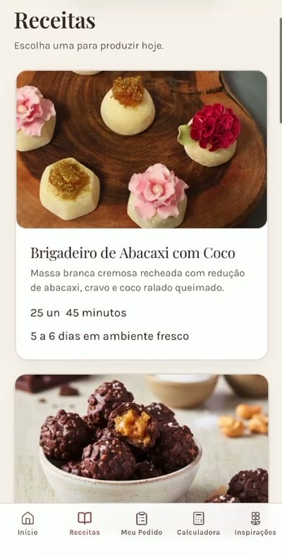 Tela do aplicativo: Lista das receitas