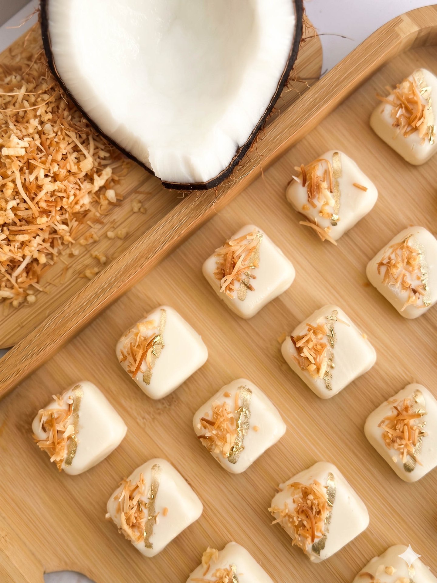 Queijadinhas cremosas com coco tostado.